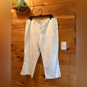 Calvin Klein 100% cotton, white cropped wide leg pants